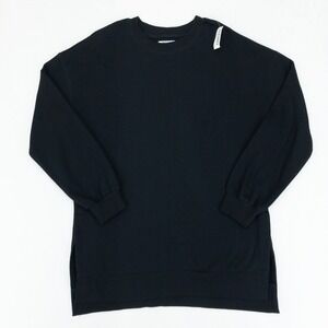 Old Navy So‎ Comfy Tunic Sweatshirt Womens Medium Tall Black Side Slit Crew Neck